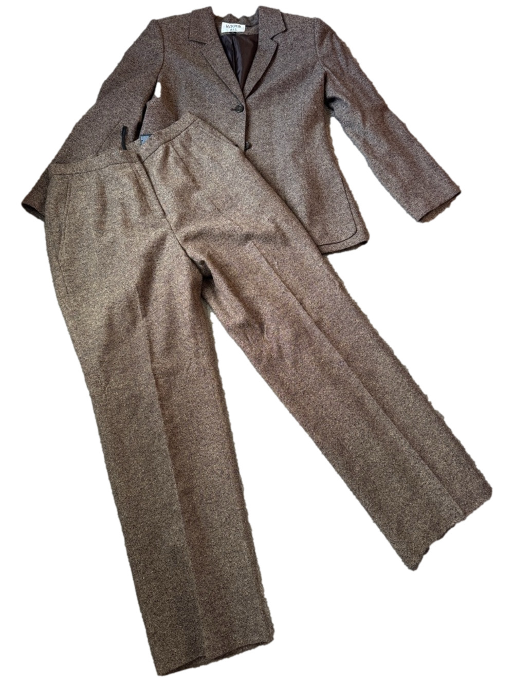 Kasper ASL Brown Two Piece Pant Suit Blazer Career Office Classic SIZE 12